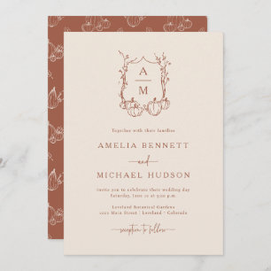 Invitation Mariage monogramme d'automne
