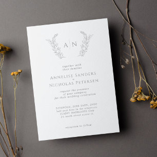 Invitation Mariage monogramme de feuillage minimal moderne