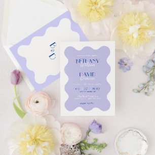 Invitation Mariage Monogramme de la saint  de la lavande bleu