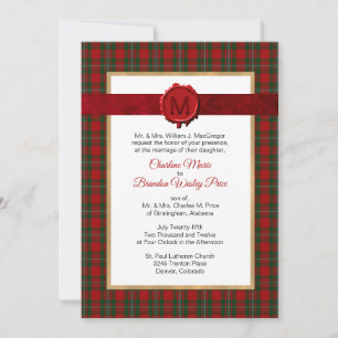 Invitation Mariage monogramme de MacFarland Tartan