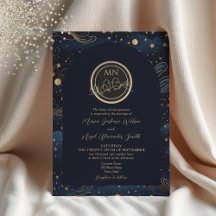 Mariage Monogramme Doré de la Marine Céleste