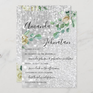 Invitation Mariage Monogramme Drives Florals Mint Parties sci