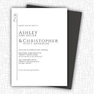 Invitation Mariage Monogramme en ardoise foncée empilée