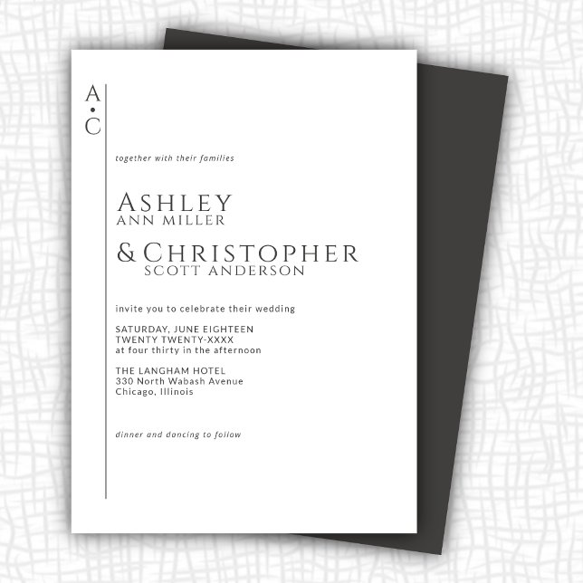 Invitation Mariage Monogramme en ardoise foncée empilée (Créateur téléchargé)