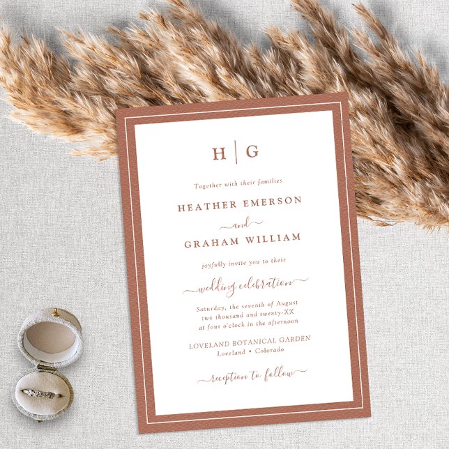 Invitation Mariage Monogramme en Terracotta (Créateur téléchargé)