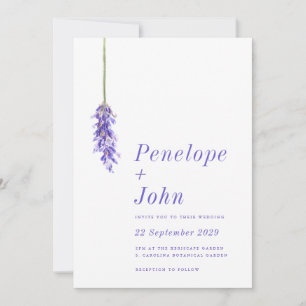 Invitation Mariage Monogramme Lavande Aquarelle Minimaliste