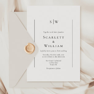 Invitation Mariage monogramme minimal traditionnel simple