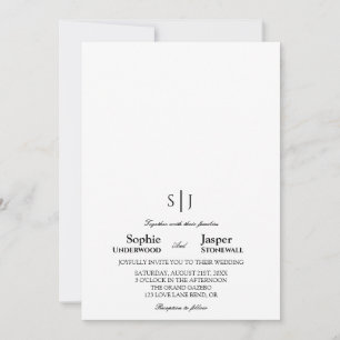 Invitation Mariage Monogramme Minimaliste Classique Moderne