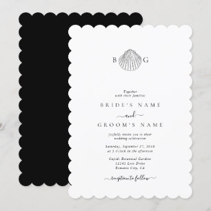 Invitation Mariage monogramme minimaliste de coquillage de co
