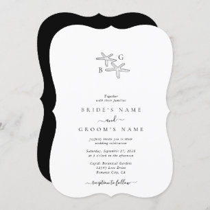 Invitation Mariage monogramme minimaliste de plage Starfish