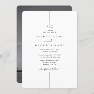 Invitation Mariage Monogramme minimaliste moderne photo en li
