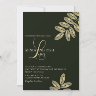 Invitation Mariage monogramme moderne Faux Branch Script