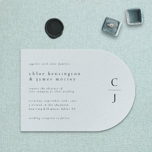 Invitation Mariage Monogramme moderne minimaliste noir blanc