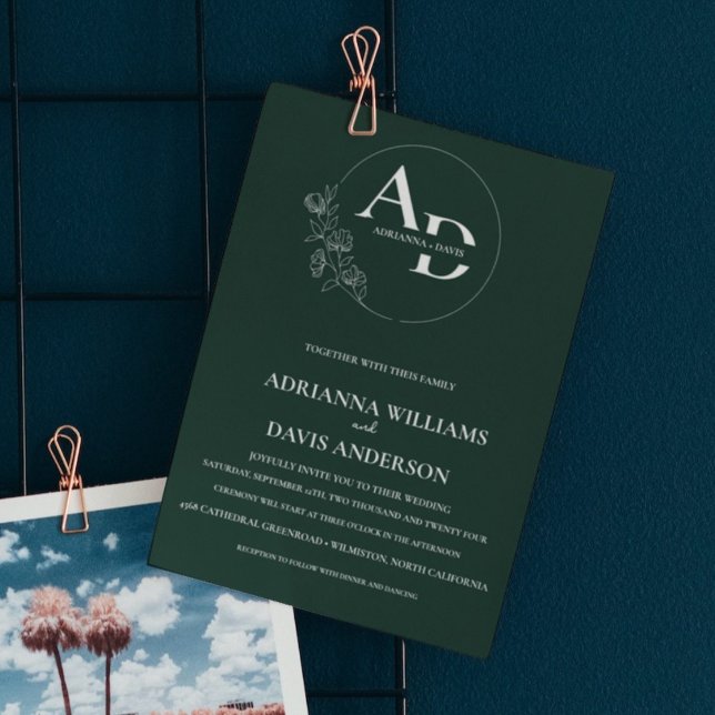 Invitation Mariage monogramme moderne minimaliste romantique  (Créateur téléchargé)