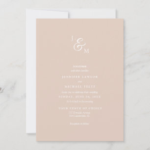 Invitation Mariage Monogramme Neutre Pale Minimali