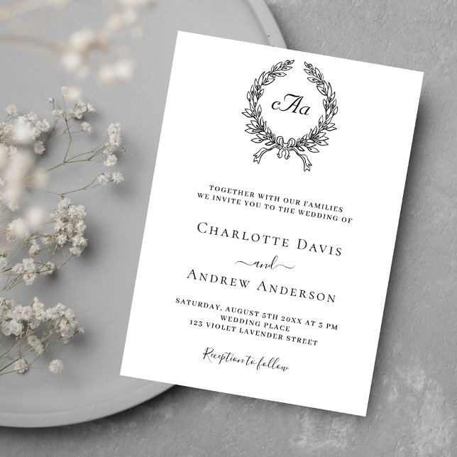 Invitation Mariage monogramme noir blanc (Créateur téléchargé)