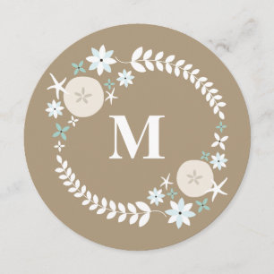 Invitation Mariage Monogramme rond de sable de plage