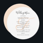 Invitation Mariage Monogramme rond Modèle<br><div class="desc">Arrondi, ou carré, modèle de menu mariage avec monogramme initial en couleur rousse, ou pêche. Les cartes blanches ont un script noir pour le titre et du texte imprimé pour la liste du menu. Utilisez des espaces et des lettres majuscules pour les sections, ou modifiez le libellé au besoin. Le...</div>