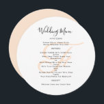 Invitation Mariage Monogramme rond Modèle<br><div class="desc">Arrondi, ou carré, modèle de menu mariage avec monogramme initial en couleur rousse, ou pêche. Les cartes blanches ont un script noir pour le titre et du texte imprimé pour la liste du menu. Utilisez des espaces et des lettres majuscules pour les sections, ou modifiez le libellé au besoin. Le...</div>