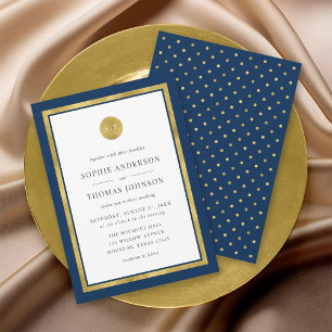 Invitation Mariage Monogramme rond or de couleur classique mo