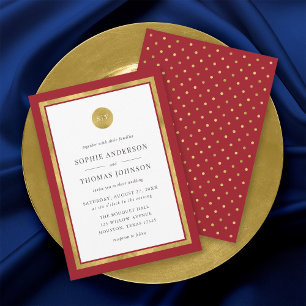 Invitation Mariage Monogramme rond or de couleur classique mo