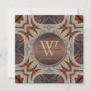 Invitation Mariage Monogramme Rustic Grooves