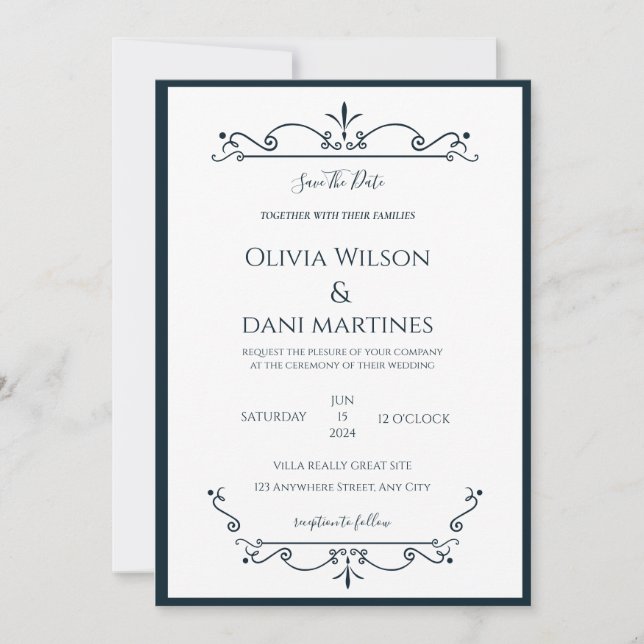 Invitation Mariage Monogramme Vintage minimal et élégant (Devant)