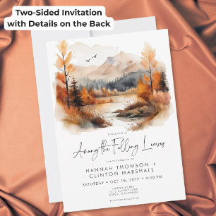 Invitation Mariage Montagne Automnale Rustique Parmi les Feui