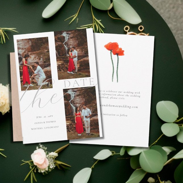 Invitation Mariage Montagne Floral Moderne 3 Photos Sauvegard (Créateur téléchargé)