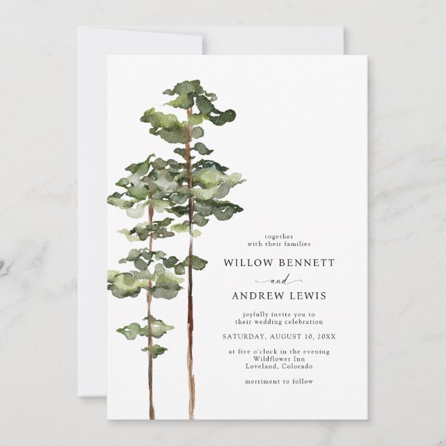Invitation Mariage Montagne Moderne (Devant)