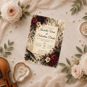 Invitation Mariage Moody Gothic Dark Academia