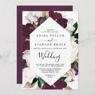 Invitation Mariage Moody Purple Blooms