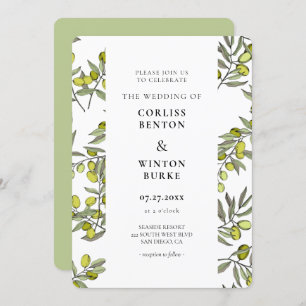 Invitation Mariage motif de branche d'olivier