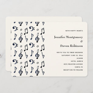 Invitation Mariage Motif de notes musicales mignonnes