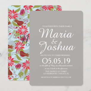 Invitation Mariage Motif de Rose de mélange rouge rose Tulip
