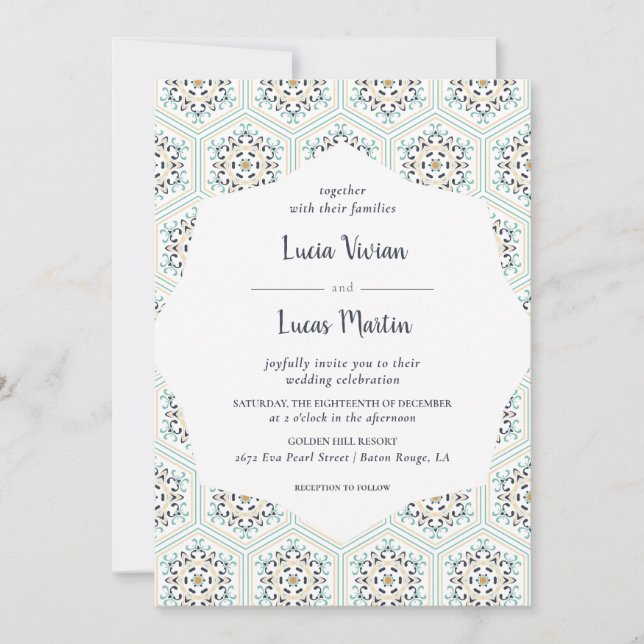 Invitation Mariage Motif de texture Vintage classique (Devant)