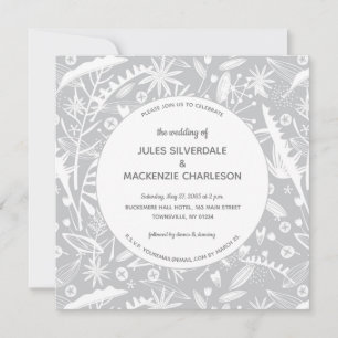 Invitation Mariage Motif en argent botanique
