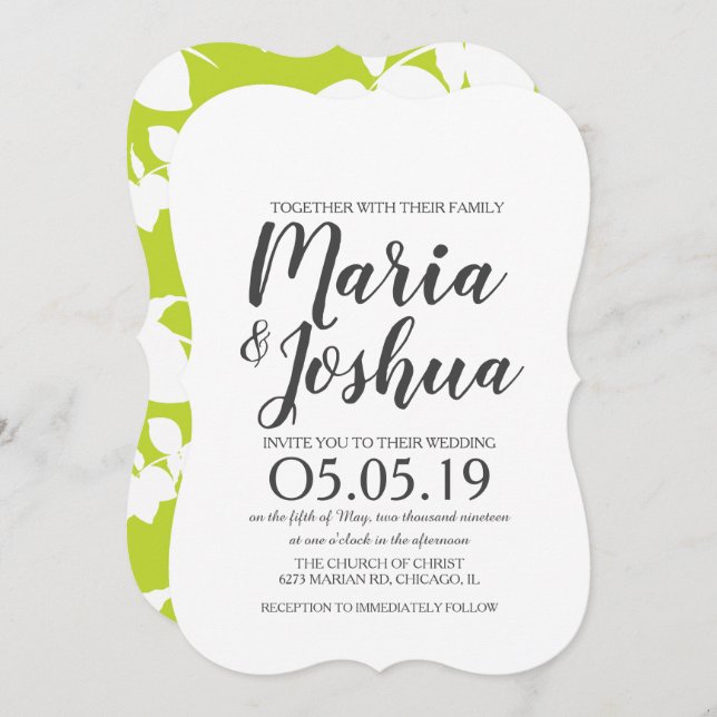 Invitation Mariage Motif en silo citron vert frais (Devant / Derrière)