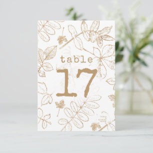 Invitation Mariage Motif feuille d'or Numéro de tableau ID655