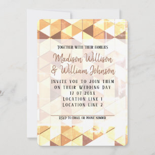 Invitation Mariage motif géométrique vintage jaune