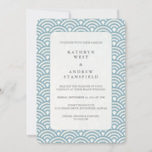 Invitation Mariage Motif Sea Blue + White Deco Wave