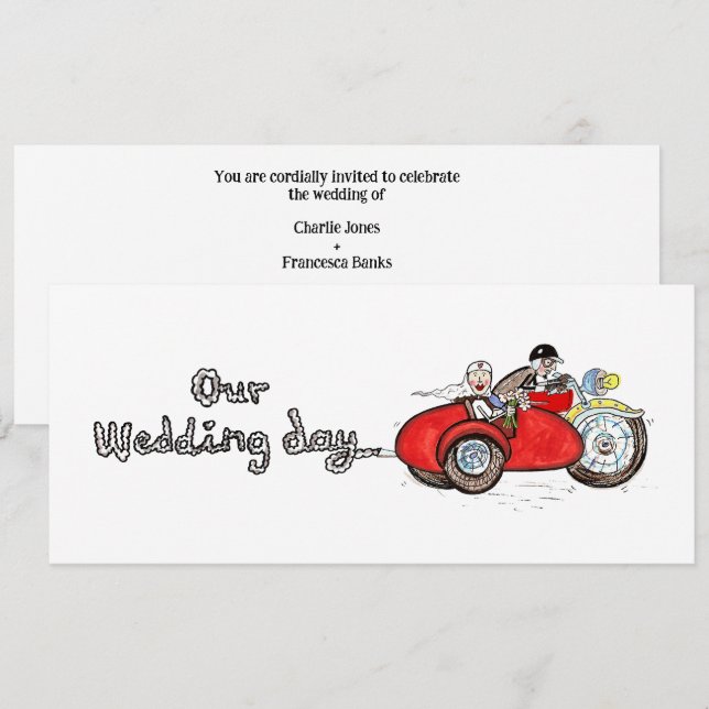Invitation Mariage moto et side-car  (Devant / Derrière)