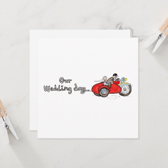 Invitation Mariage moto et side-car  (Devant/Arrière en situation)