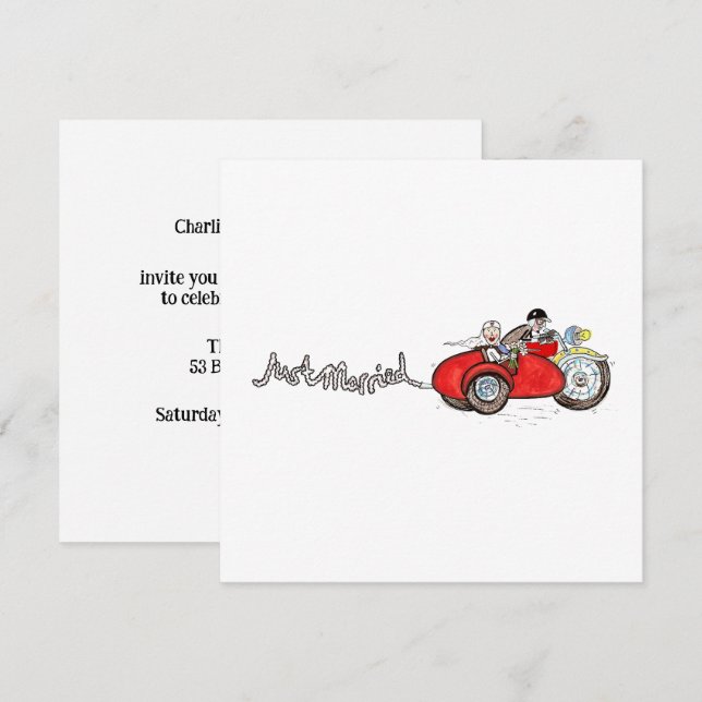 Invitation Mariage moto et side-car Soirée (Devant / Derrière)