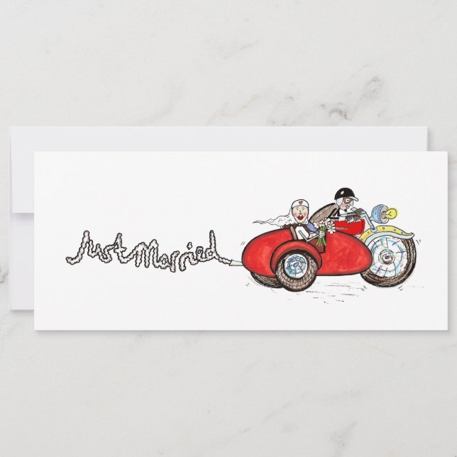 Invitation Mariage moto et side-car soirée (Devant)