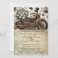 Mariage Motocyclette Biker Or Blanc