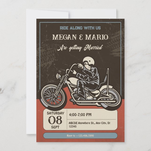 Invitation Mariage motocycliste (Devant)
