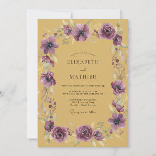 Invitation Mariage Moutarde Améthyste Anémone