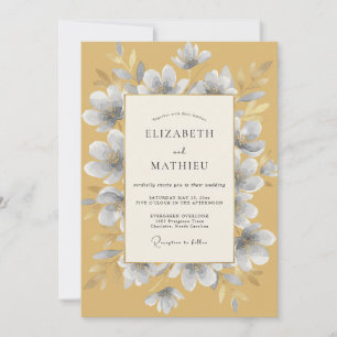 Invitation Mariage Moutarde Argent Blossom