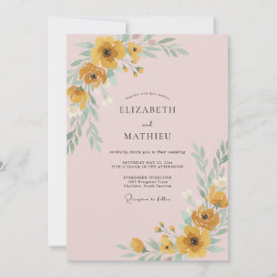Invitation Mariage Moutarde Coquelicot Rouge